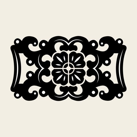 Chrysanthemum vine panel — Korean traditional chrysanthemum motif vector (국덩굴문 9843)