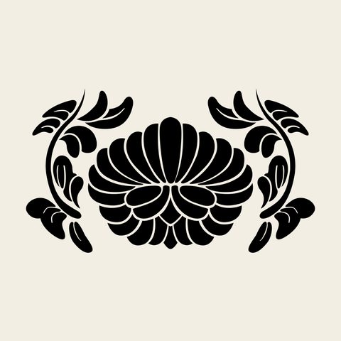 Chrysanthemum vine symmetric — Korean traditional chrysanthemum motif vector (국덩굴문 10154)