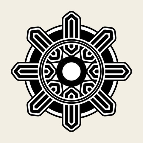 Chrysanthemum wheel roundel — Korean traditional chrysanthemum motif vector (국화문 9409)