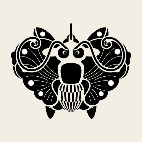 Cicada front — Korean traditional insect motif vector (매미문 10140)