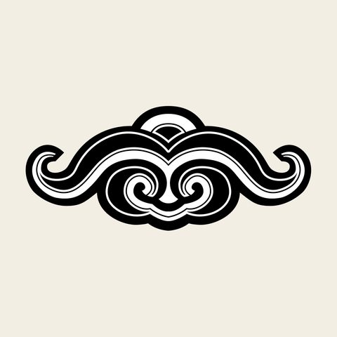 Cloud band mustache — Korean traditional band motif vector (구름문 10103)
