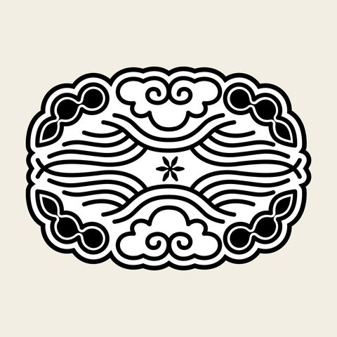 Cloud cartouche oval — Korean traditional cloud motif vector (구름문 8788)