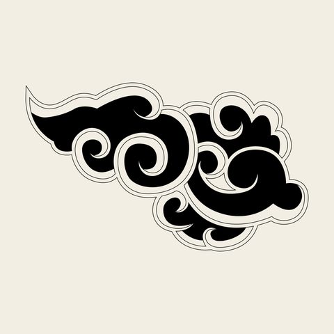Cloud cluster crest — Korean traditional cloud motif vector (구름문 4529)