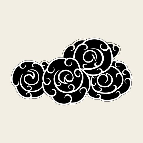 Cloud cluster swirl — Korean traditional cloud motif vector (공산성 영동루 출입문 천장 4631)