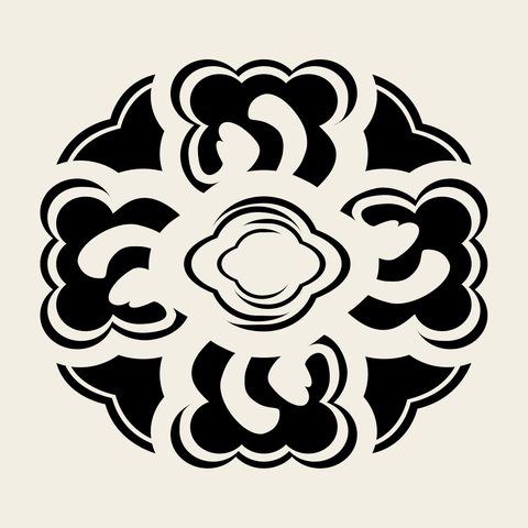 Cloud cross roundel — Korean traditional cloud motif vector (흥주사 대웅전 4684)