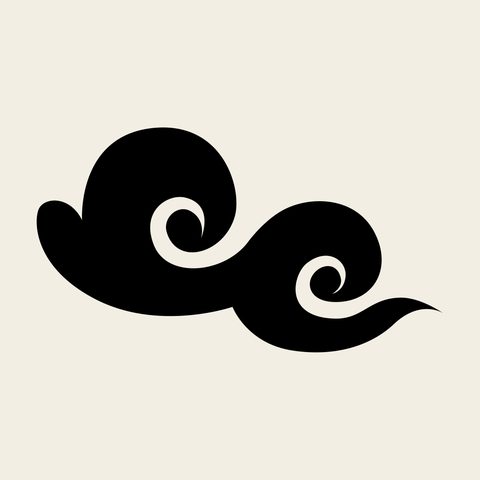 Cloud double puff — Korean traditional cloud motif vector (구름문 4423)