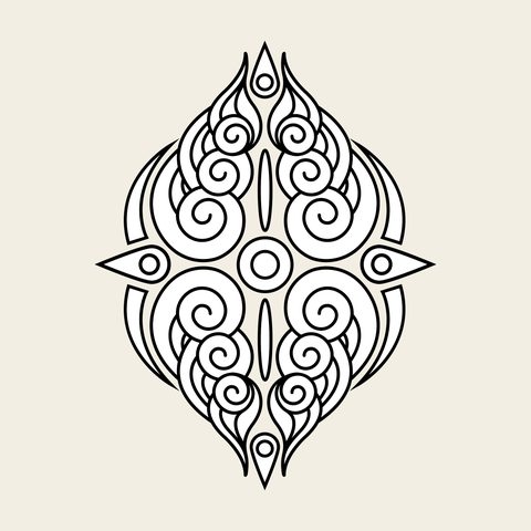 Cloud lozenge ornate — Korean traditional cloud motif vector (구름문 8467)