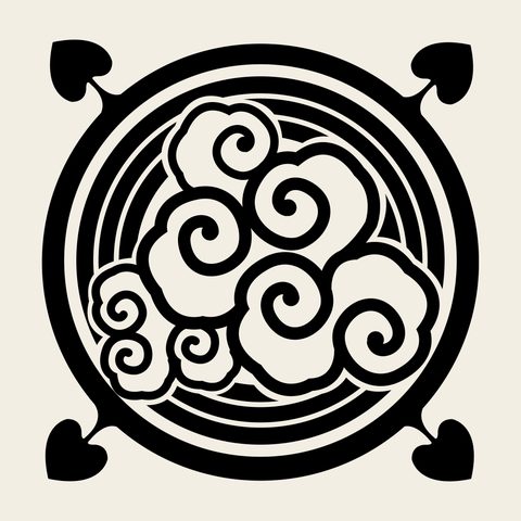 Cloud night medallion 2 — Korean traditional cloud motif vector (선암사 불조전 천장 5767)