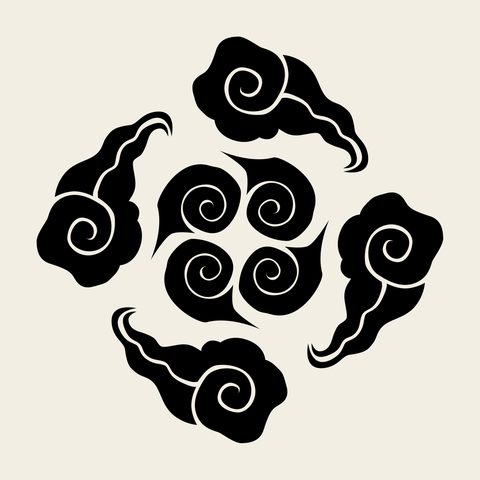 Cloud pinwheel four — Korean traditional cloud motif vector (구름문 4748)