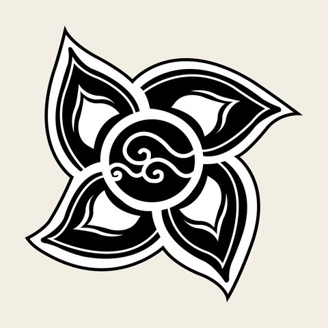 Cloud pinwheel petals — Korean traditional cloud motif vector (구름문 9805)