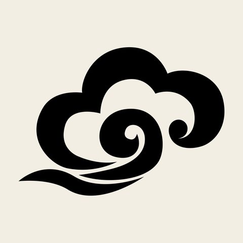 Cloud puff solid — Korean traditional cloud motif vector (구름문 4412)