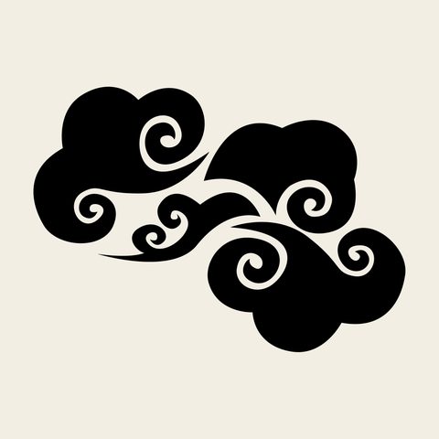 Cloud puff trio — Korean traditional cloud motif vector (구름문 4101)
