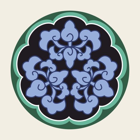 Cloud roundel blue — Korean traditional roundel motif vector (경복궁 근정전 도리단)