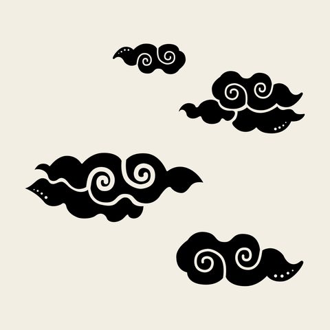 Cloud scatter four — Korean traditional cloud motif vector (구름문 9875)