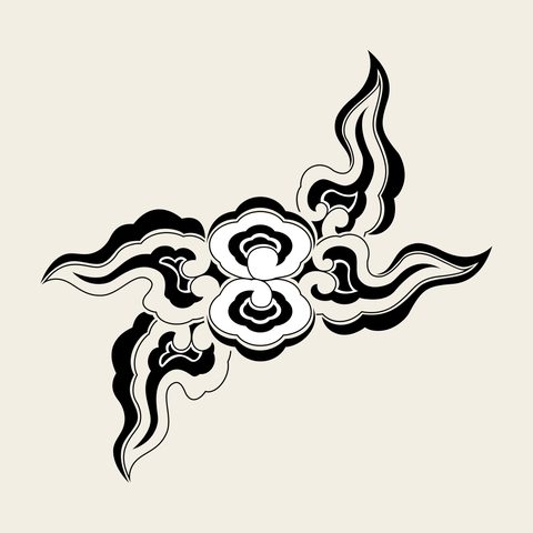 Cloud scroll 1 — Korean traditional geometry motif vector (구름문 10020)