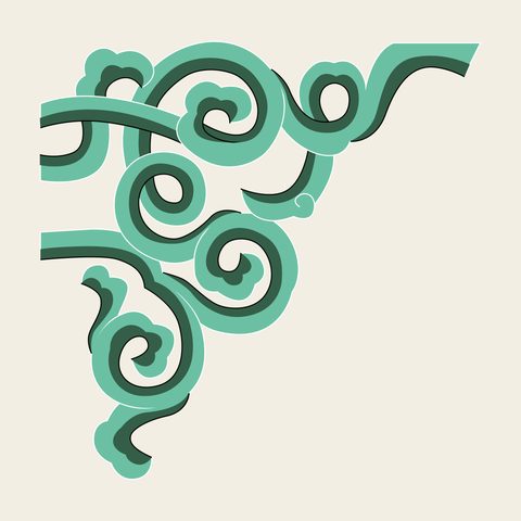 Cloud scroll corner — Korean traditional bracket motif vector (경복궁 건순각 보아지A)