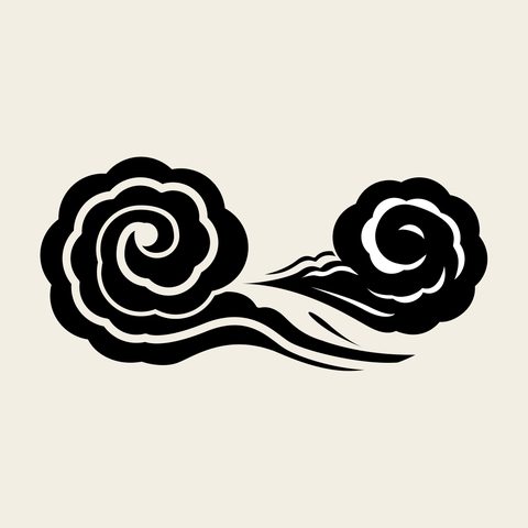 Cloud scroll pair — Korean traditional cloud motif vector (구름문 10874)