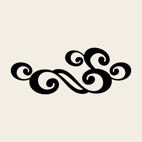 Cloud scroll symmetric — Korean traditional band motif vector (구름문 9718)