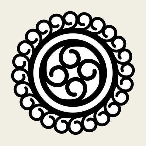 Cloud spiral ring — Korean traditional cloud motif vector (구름문 8984)