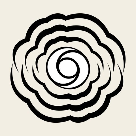 Cloud spiral roundel — Korean traditional cloud motif vector (구름문 8867)