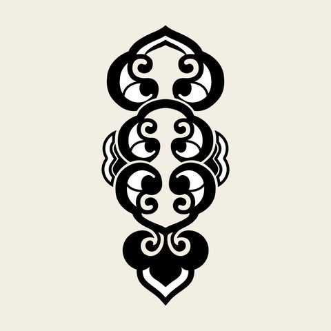 Cloud stack vertical — Korean traditional cloud motif vector (구름문 8666)