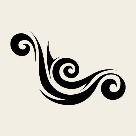 Cloud swirl wave — Korean traditional cloud motif vector (구름문 8732)