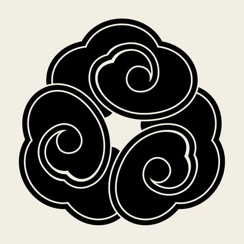 Cloud triple medallion — Korean traditional cloud motif vector (구름문 8932)
