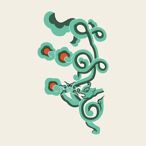 Cloud vine scroll — Korean traditional bracket motif vector (경복궁 교태전 귀공포)