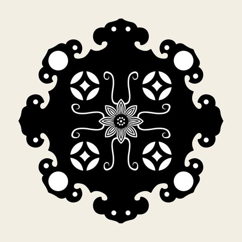 Coin cloud roundel — Korean traditional medallion motif vector (동그라미문 9996)