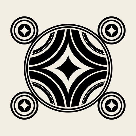 Coin cluster five — Korean traditional treasure motif vector (칠보문 5288)