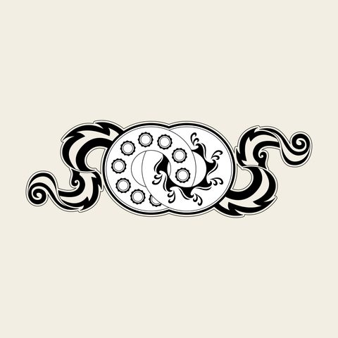Coin disc ribbon — Korean traditional treasure motif vector (칠보문 4589)