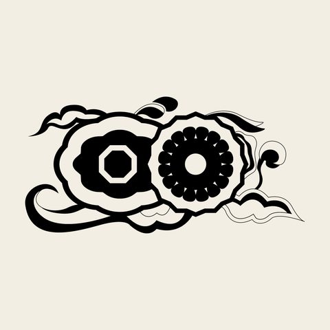 Coin pair ribbon — Korean traditional treasure motif vector (칠보문 4433)