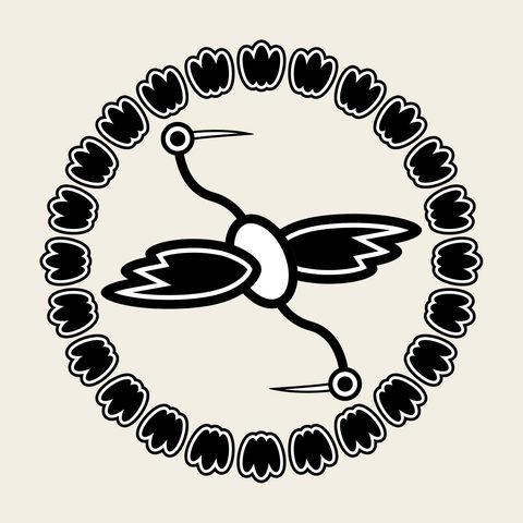 Crane cloud medallion — Korean traditional crane motif vector (구름·학문 9485)