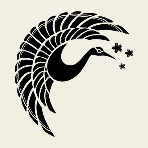 Crane cloud — Korean traditional animal motif vector (구름·학문 8392)