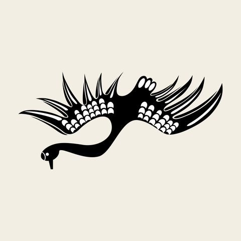 Crane flight crest — Korean traditional crane motif vector (학문 9363)