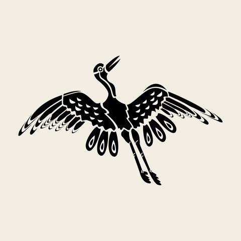 Crane flight dotted — Korean traditional crane motif vector (구름·학문 9842)