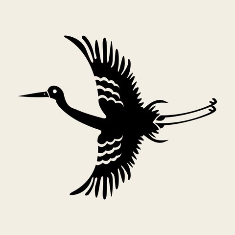 Crane flight side — Korean traditional crane motif vector (학문 8837)