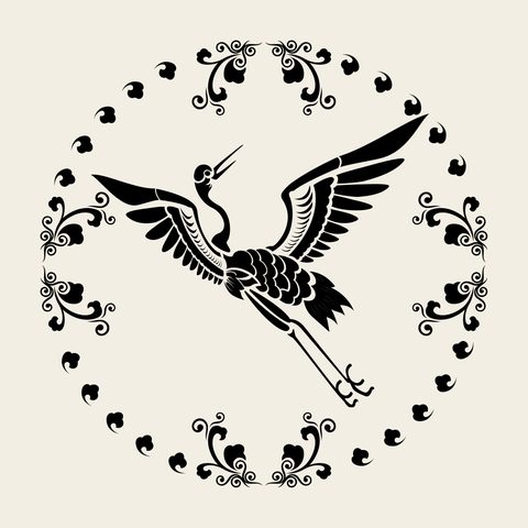 Crane flower wreath — Korean traditional crane motif vector (십장생문 9717)