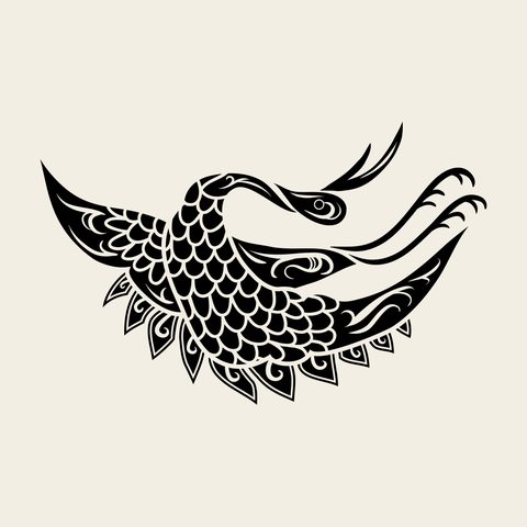 Crane scaled wingspan — Korean traditional crane motif vector (학문 4629)