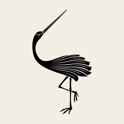 Crane standing one leg — Korean traditional crane motif vector (십장생문 9597)