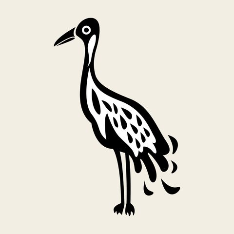 Crane standing tall — Korean traditional crane motif vector (학문 9840)