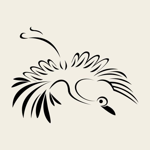 Crane wings sweep — Korean traditional crane motif vector (십장생문 8859)