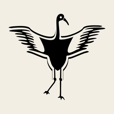 Crane wings up front — Korean traditional crane motif vector (학문 8835)