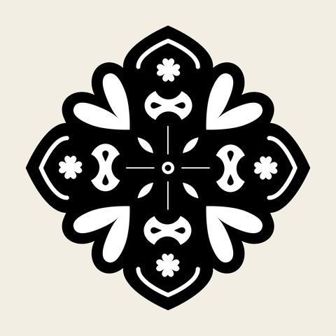 Cross heart medallion — Korean traditional star motif vector (동그라미문 9206)