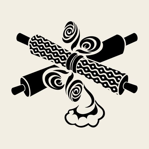 Crossed scrolls ribbon — Korean traditional scroll motif vector (칠보문 9802)