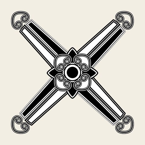 Crossed wands flower — Korean traditional treasure motif vector (칠보문 9320)