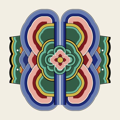 Dancheong changbang — Korean traditional dancheong motif vector (창덕궁 어수문 창방)