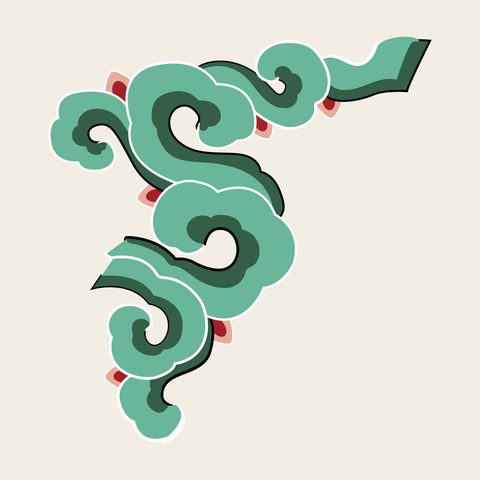 Dancheong cloud corner — Korean traditional dancheong motif vector (창덕궁 주합루 대량보아지)