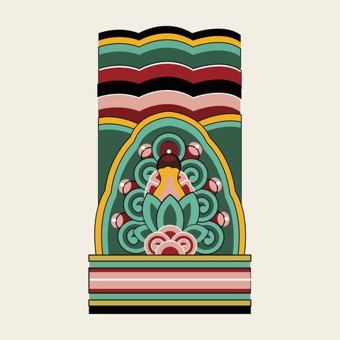 Dancheong pyeongbang band — Korean traditional dancheong motif vector (창덕궁 진선문 평방)