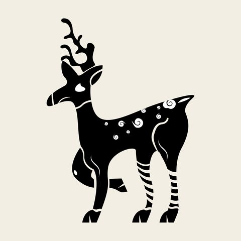 Deer spotted stag — Korean traditional animal motif vector (사슴문 9630)
